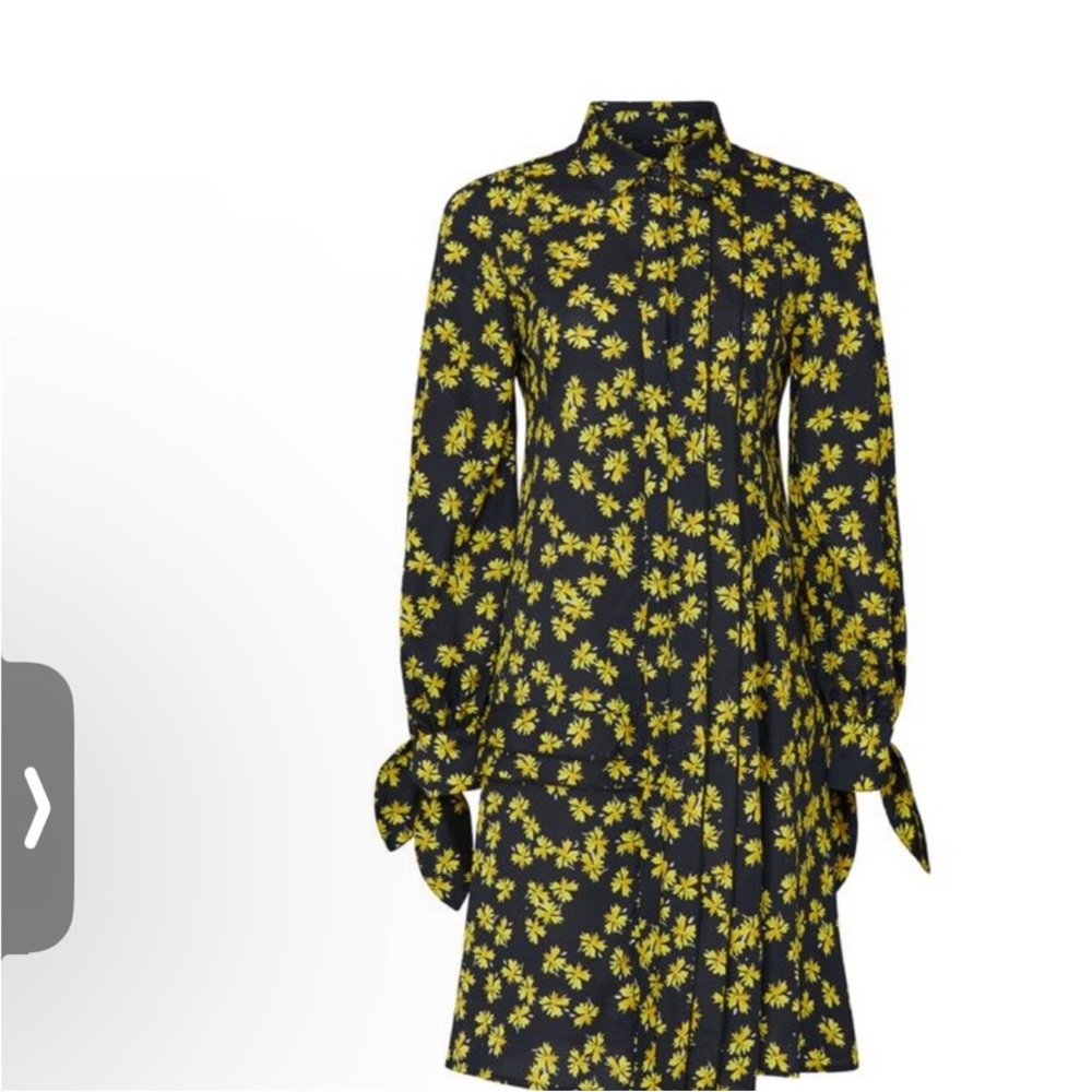 10 Crosby Derek Lam Yellow and Black Mini Dress with Bishop Sleeves